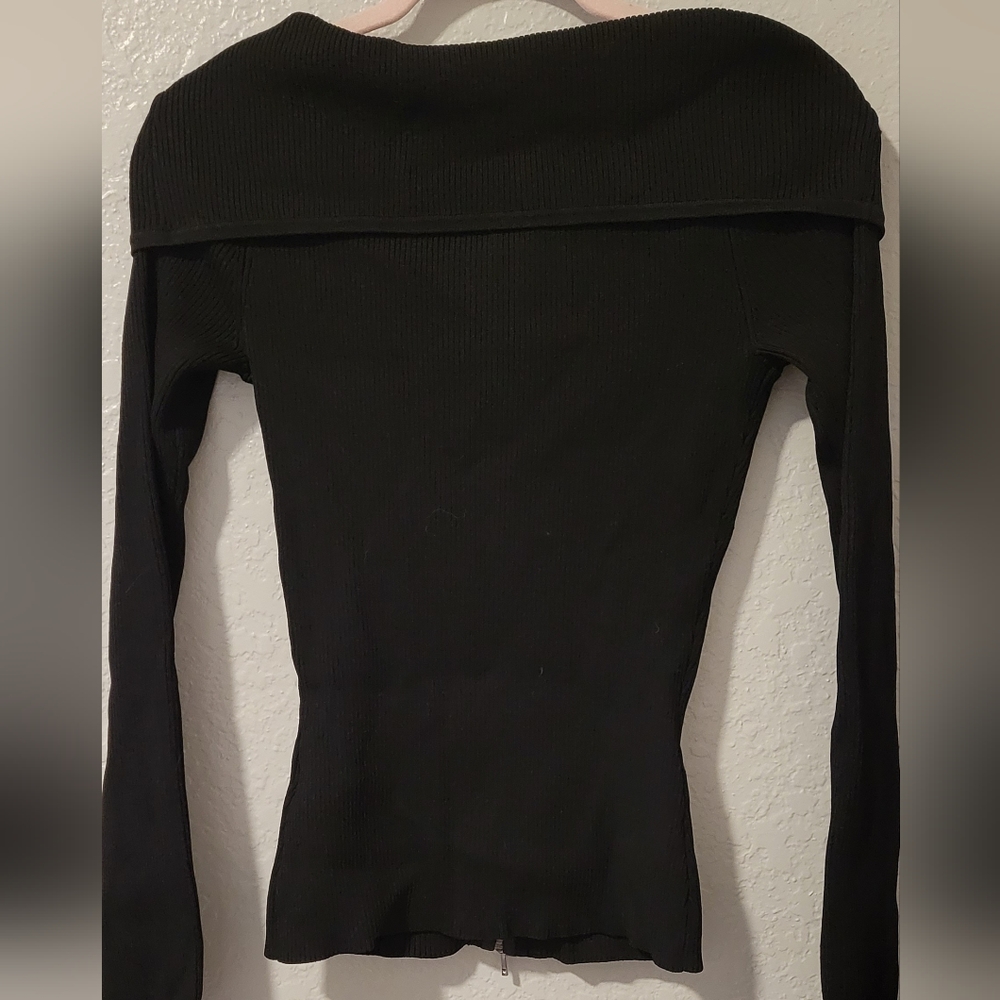 Cache Black Ribbed Knit Sweater - Picture 2 of 3